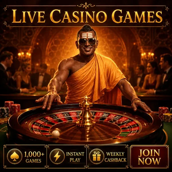 The Golden Monk dealing live casino games at SpinBuddha with spinning roulette wheel